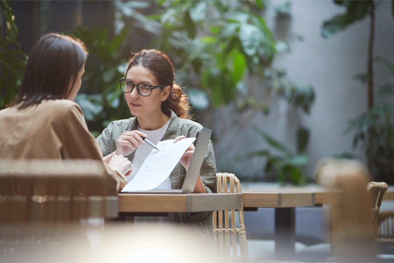 Attorney consulting client about financial dispute